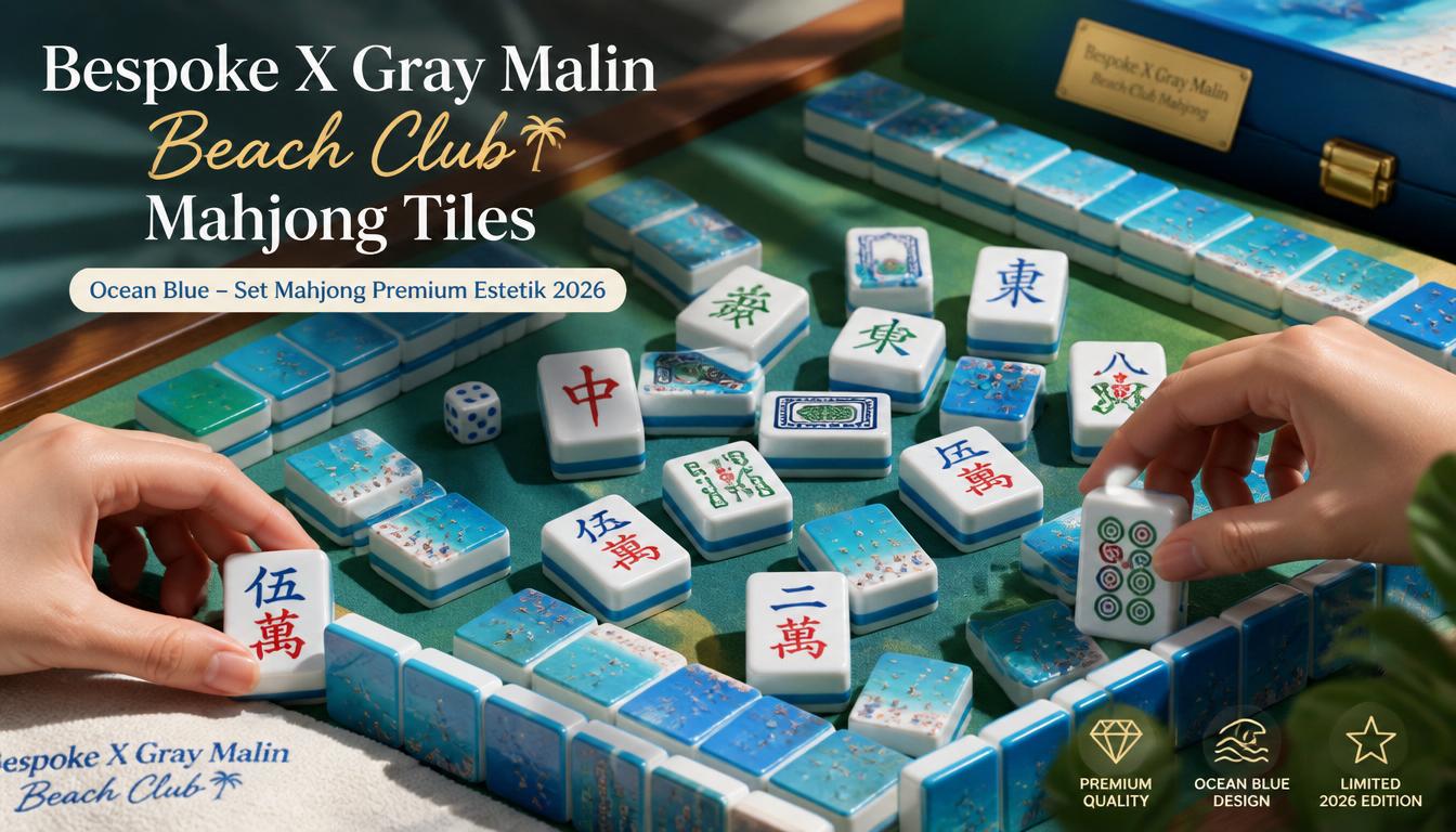 Bespoke X Gray Malin Beach Club Mahjong Tiles Ocean Blue – Set Mahjong Premium Estetik