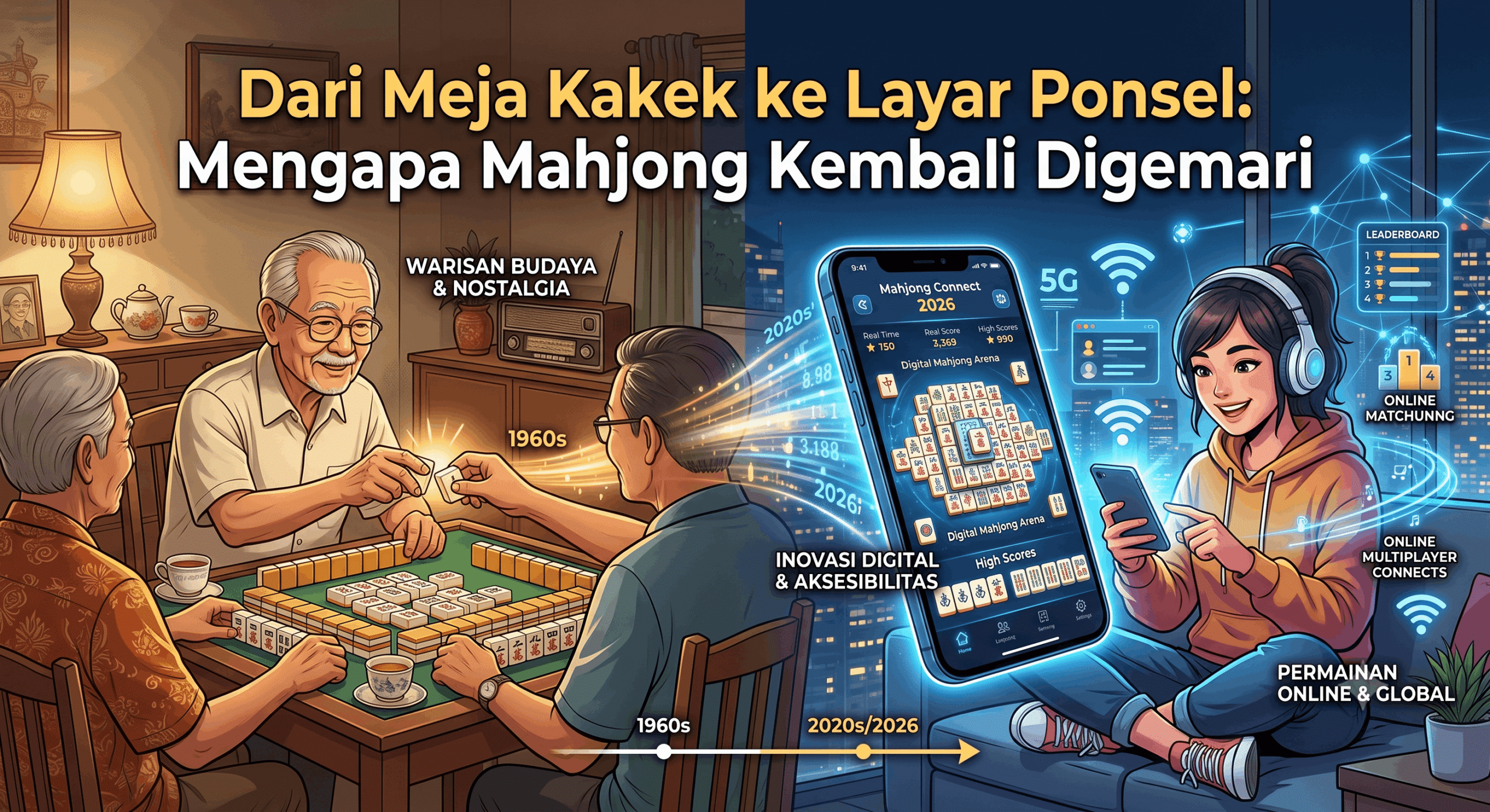 Ilustrasi: Dari Meja Kakek ke Layar Ponsel: Mengapa Mahjong Kembali Digemari
